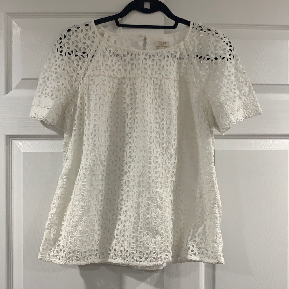 Jcrew eyelet short sleeve white top